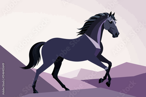 Geometric Horse Illustration-Abstract Horse Artwork-Modern Horse Design-Stylized Horse Image-Unique Horse Art-Purple Horse Graphic-Horse Painting