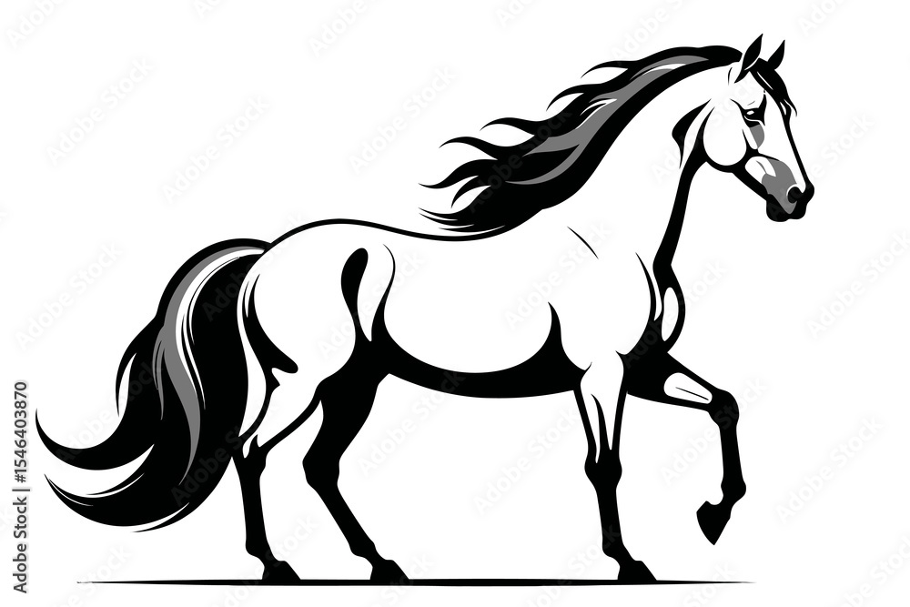 Elegant Black and White Horse Illustration- Majestic Stallion Graphic- Perfect for Equestrian Designs- Printable Horse Clipart- Animal Vector Art- Download Now Elegant Black and White Horse Illustration- Majestic Stallion Graphic- Perfect for Equestrian Designs- Printable Horse Clipart- Animal Vector Art- Download Now