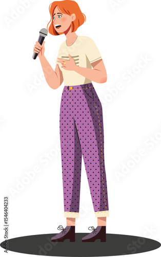 Female Comedian Performing at Open Mic Night
