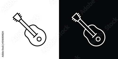 Guitar icon in black. flat graphic vector icon