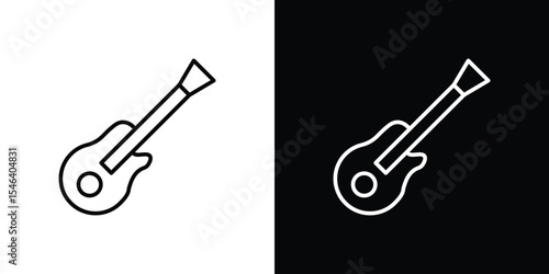 Guitar icon in black. flat graphic vector icon
