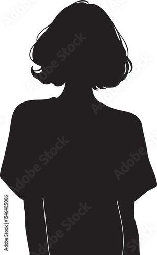 Black silhouette of person with bobbed hair from behind ideal for user avatar