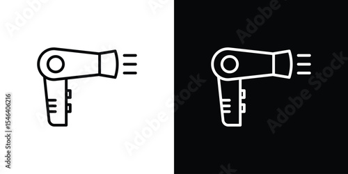 Hair dryer icon in black. flat graphic vector icon