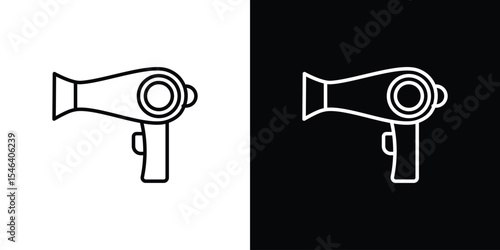 Hair dryer icon in black. flat graphic vector icon