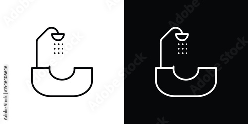 Hair washer sink icon in black. flat graphic vector icon
