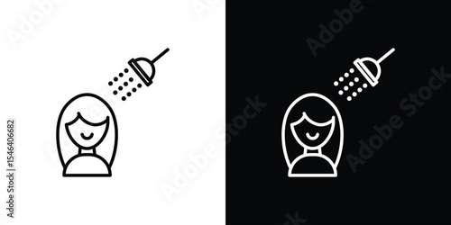 Hair washing icon in black. flat graphic vector icon