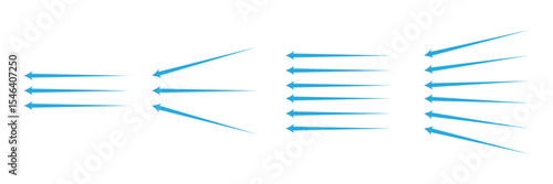 Set of black and blue arrow showing air or wind flow. Air conditioner direction. Isolated on white background . EPS 10 . 