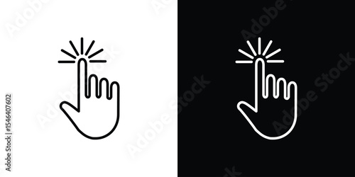 Hand click icon in black. flat graphic vector icon