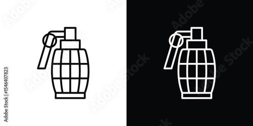 Hand grenade icon in black. flat graphic vector icon