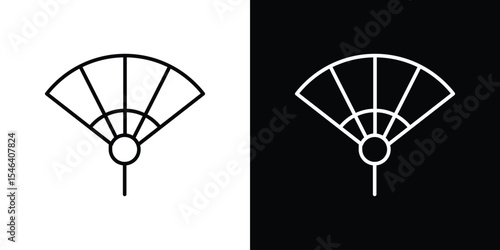 Hand fan icon in black. flat graphic vector icon