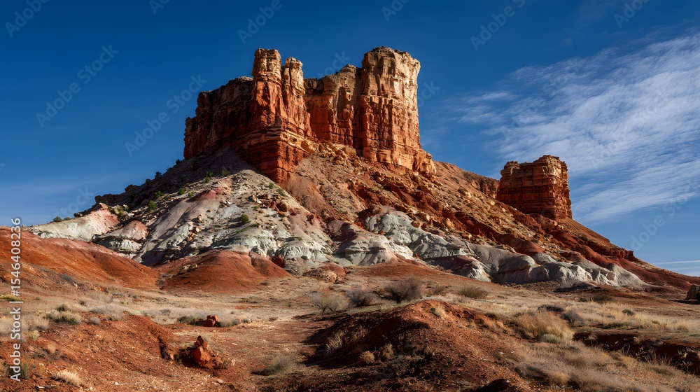 Fototapeta premium A Vibrant Exploration of DemonÆs Kitchen on a Scenic Utah Byway Showcasing Iron Oxidation in Conglomerate Rock Formations