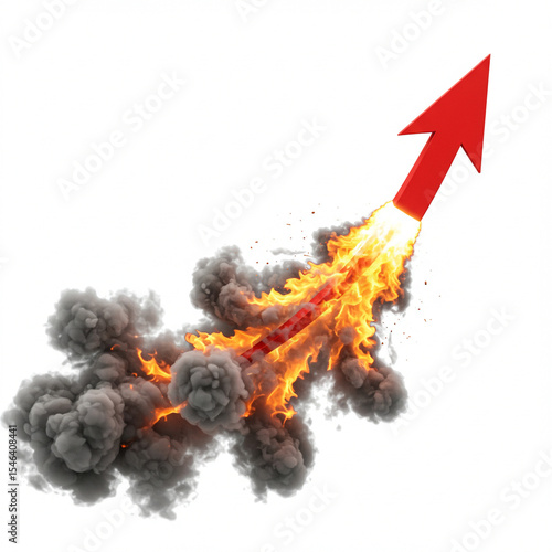 Fiery Paper Airplane: A Symbol of Speed, Innovation, and Risk isolated  on transpaent  background