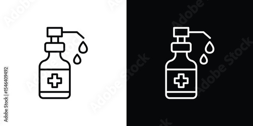 Hand sanitizer icon in black. flat graphic vector icon
