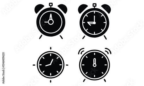 Flat long shadow clock icon