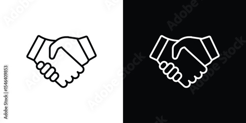 Handshake icon in black. flat graphic vector icon