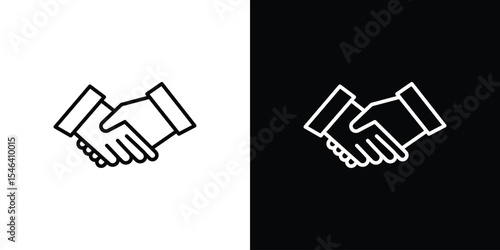 Handshake icon in black. flat graphic vector icon