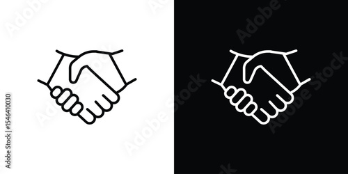 Handshake icon in black. flat graphic vector icon