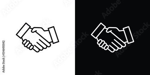 Handshake icon in black. flat graphic vector icon