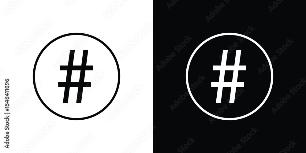 Obraz premium Hashtag icon in black. flat graphic vector icon