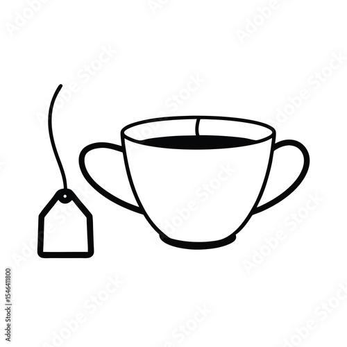 tea cup and teabag vector graphic illustration