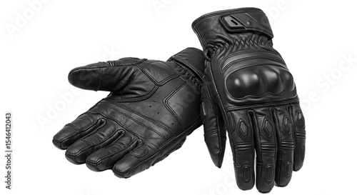 black motorcycle gloves isolated on white background 