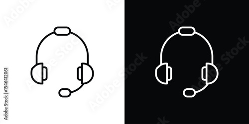 Headphones icon in black. flat graphic vector icon