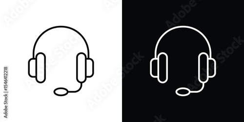 Headphones icon in black. flat graphic vector icon