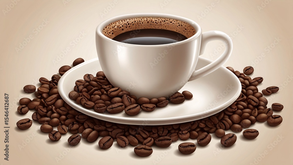 Fototapeta premium Rich Aromatic Coffee Indulge in the Perfect Cup, Roasted Beans, and the Enriching Experience