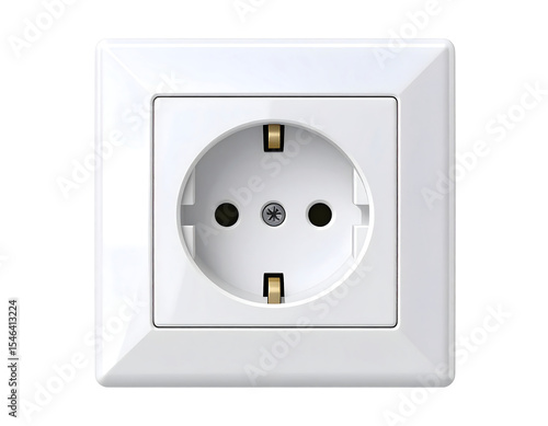 White Electrical Outlet with Three Holes on Plain Background for Electrical and Home Decor Use