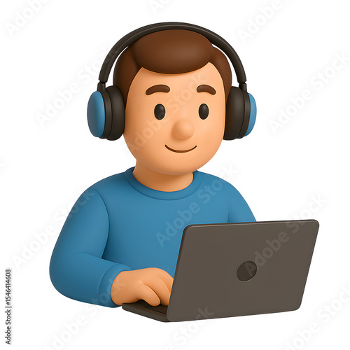 man with headphones and laptop