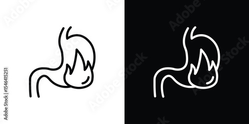 Heartburn icon in black. flat graphic vector icon