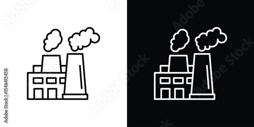 Heat power station icon in black. flat graphic vector icon