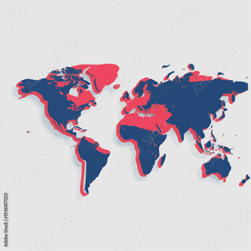 Stylized High-Contrast Vector Illustration of World Map Global Connectivity and International Relations