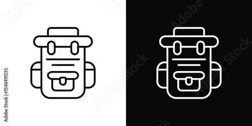 Hiking backpack icon in black. flat graphic vector icon