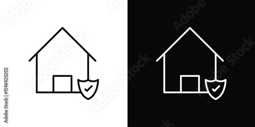 Home insurance icon in black. flat graphic vector icon