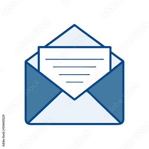 Outline envelope with a letter inside in shades of blue