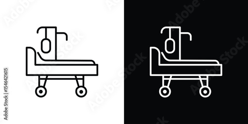 Hospital bed icon in black. flat graphic vector icon