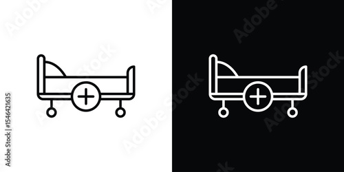 Hospital bed icon in black. flat graphic vector icon