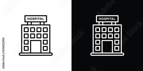 Hospital icon in black. flat graphic vector icon