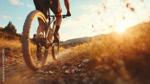 Wallpaper Mural A cyclist rides on a gravel path through a beautiful landscape bathed in the warm glow of sunset, capturing the essence of adventure and the camaraderie of nature exploration. Torontodigital.ca