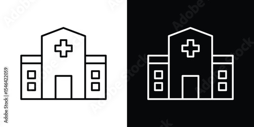 Hospital icon in black. flat graphic vector icon