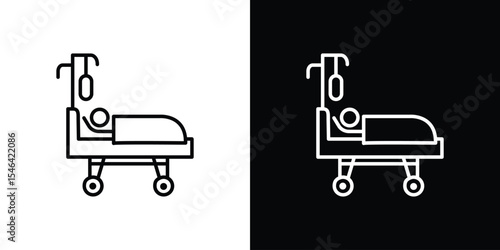 Hospitalized icon in black. flat graphic vector icon