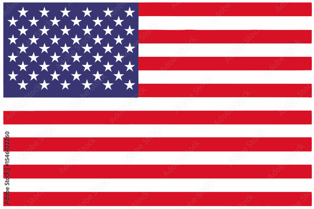 Fototapeta premium Clean vector illustration of the American flag, showing accurate proportions and vivid colors for use in digital or print design work.