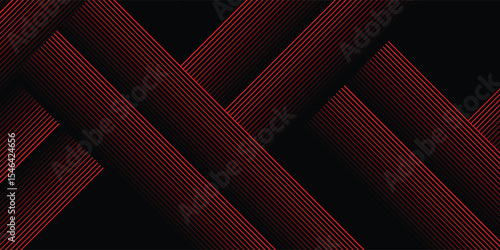Red and black vector 3d futuristic tech glow and shinning line simple modern abstract banner. Vector