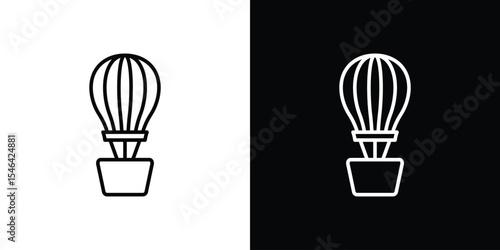 Hot air balloon icon in black. flat graphic vector icon