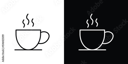 Hot coffee cup icon in black. flat graphic vector icon