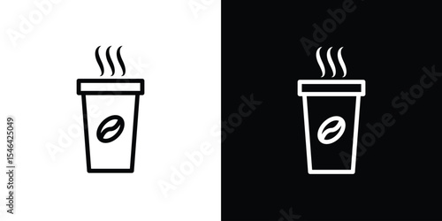 Hot coffee cup icon in black. flat graphic vector icon