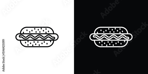 Hot dog icon in black. flat graphic vector icon