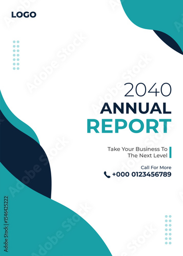 Modern annual report cover template with abstract shapes