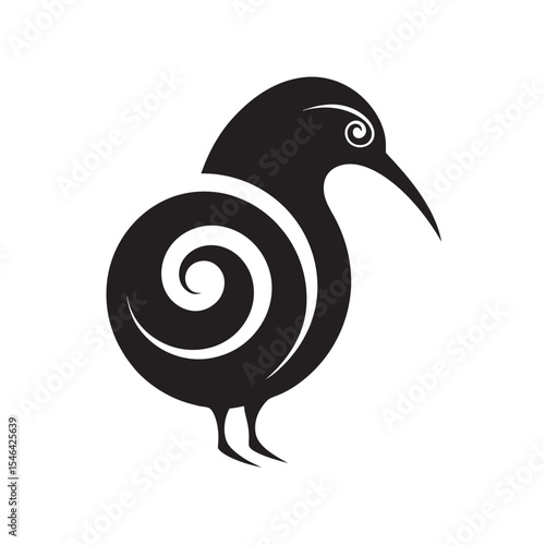 Koru Spiral Symbol Kiwi Silhouette